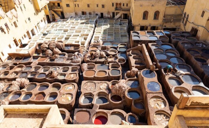 Making leathers or tannary place in Fes